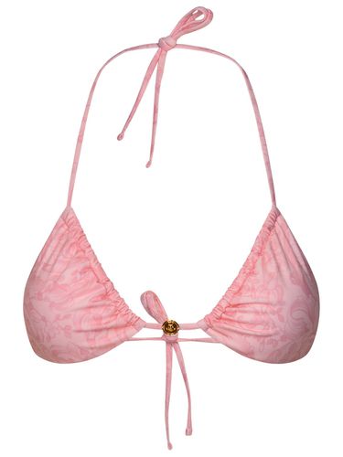 Barocco Pink Polyester Blend Bikini Top - Versace - Modalova