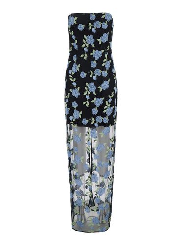 Black Long Dress With All-over Floral Motif And Semi Sheer Lower Part In Tech Fabric Woman - Rotate by Birger Christensen - Modalova