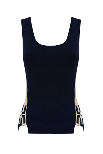 Viscose Top With Logoed Bands - Elisabetta Franchi - Modalova