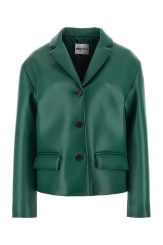 Emerald Green Nappa Leather Jacket - Miu Miu - Modalova
