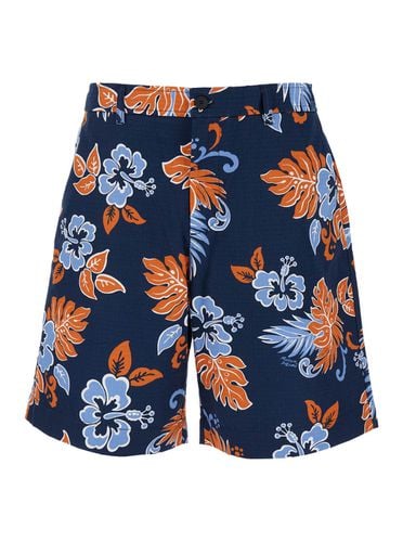 Bermuda Shorts With Floral Print In Cotton Man - Maison Kitsuné - Modalova