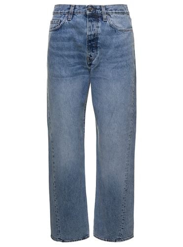 Light Blue Straight Five-pockets Jeans With Logo Patch In Cotton Denim Woman - Totême - Modalova