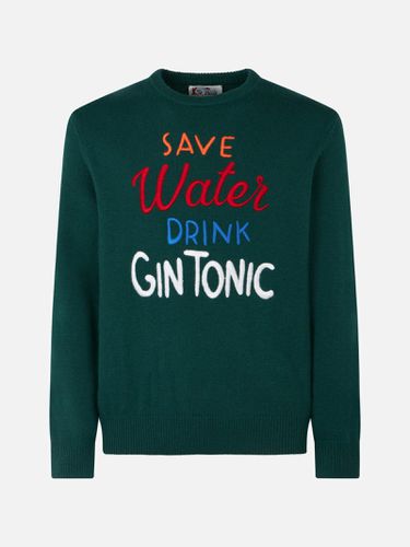 Man Crewneck Sweater With Save Water Drink Gin Tonic Embroidery - MC2 Saint Barth - Modalova