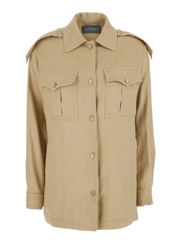 Jacket With Classic Collar And Epaulettes In Linen Blend Stretch Woman - Alberta Ferretti - Modalova