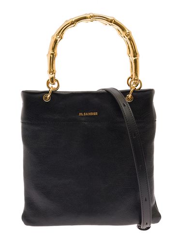 Blacktote Bag With Bamboo Handles In Leather Woman - Jil Sander - Modalova