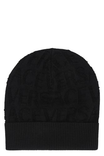 All-over Logoed Wool Bean Hat - Versace - Modalova