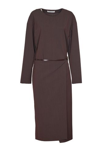 Belted Crewneck Midi Dress - Philosophy di Lorenzo Serafini - Modalova