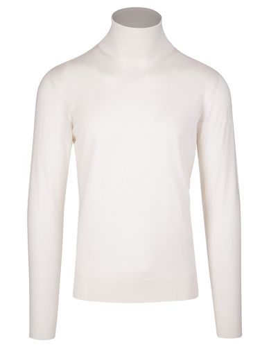 Cream Cashmere And Silk Turtleneck Pullover - Fedeli - Modalova