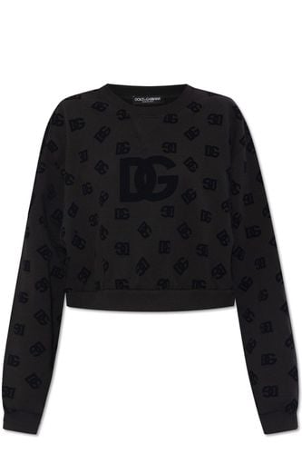 Dg Logo Flocked Jersey Sweatshirt - Dolce & Gabbana - Modalova
