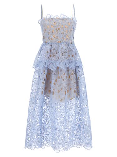 Blue Organza Lace Midi Dress - self-portrait - Modalova