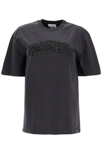 Ganni Loose T-shirt With Lurex Logo - Ganni - Modalova