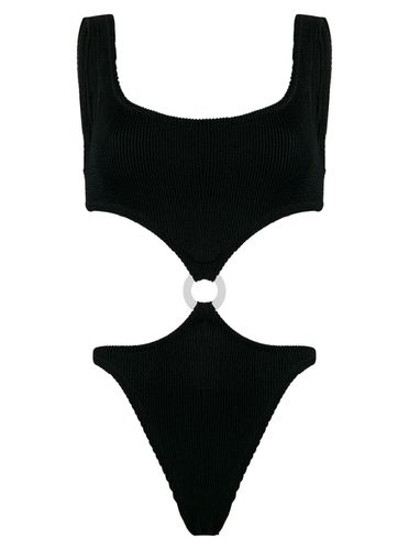 Rein Olga Womans One-piece Swimsuit In Black Fine Ribbed Knit - Reina Olga - Modalova