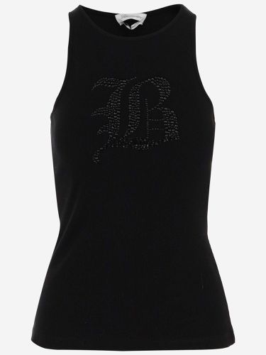 Stretch Cotton Tank Top With Logo - Blumarine - Modalova