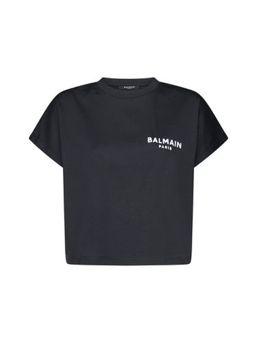 Contrasting Logo Cropped T-shirt - Balmain - Modalova
