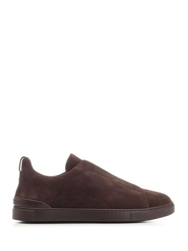 Triple Stitch Sneakers In Suede Leather - Zegna - Modalova