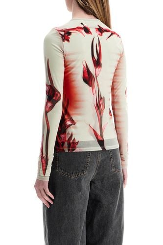 Mint Jersey Top With Floral Pattern And Double Layer - Jean Paul Gaultier - Modalova