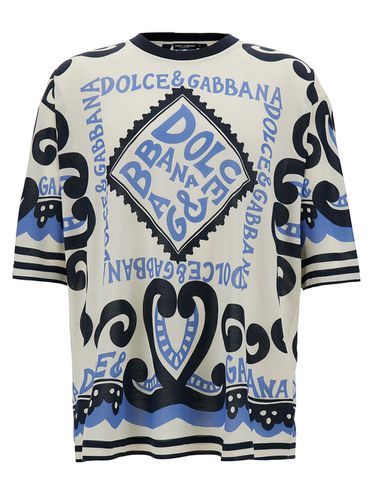 Crewneck T-shirt With Marina Print In Silk Man - Dolce & Gabbana - Modalova
