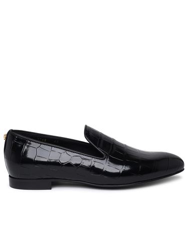 Versace Black Calf Leather Loafers - Versace - Modalova