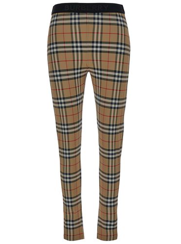 Leggings With Vintage Check Motif And Branded Band In Jersey Woman - Burberry - Modalova