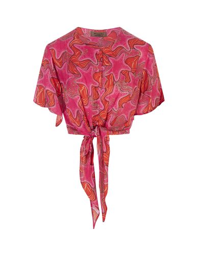 Crop Shirt With Knot And Star Print - Alessandro Enriquez - Modalova