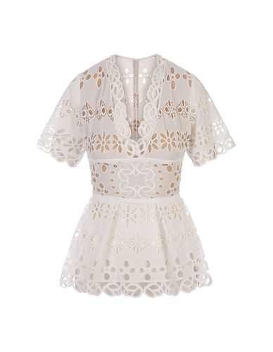 Powder Cotton Embroidered Top - Elie Saab - Modalova