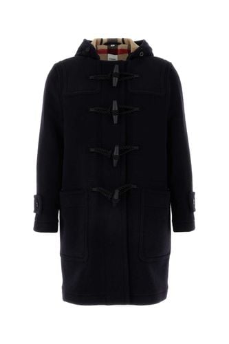 Burberry Navy Blue Wool Blend Coat - Burberry - Modalova