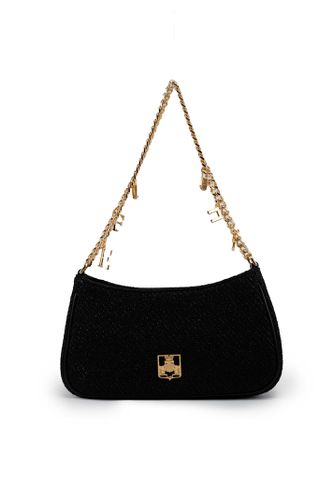 Hobo Bag In Fabric With Charms - Elisabetta Franchi - Modalova