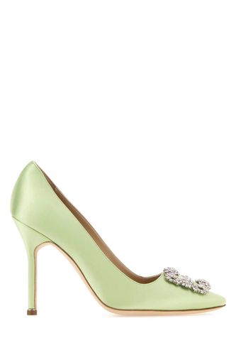 Pastel Green Satin Hangisi Pumps - Manolo Blahnik - Modalova