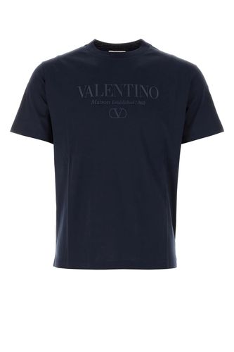 Valentino Navy Blue Cotton T-shirt - Valentino - Modalova