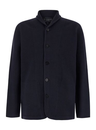 Single-breasted Jacket With Buttons In Felted Wool Man - Emporio Armani - Modalova