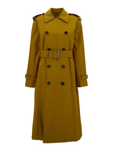 Long Double-breasted Trench Coat With Waist Belt In Cotton Woman - Burberry - Modalova