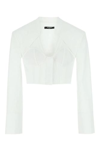 Balmain White Poplin Shirt - Balmain - Modalova
