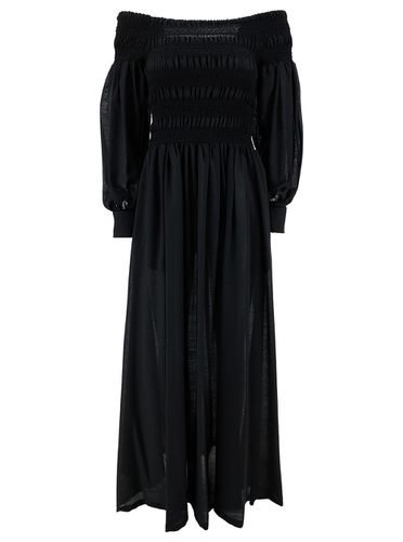 Manu Long Off-shoulder Dress With Puff Sleeves In Lightweight Wool Woman - Max Mara - Modalova