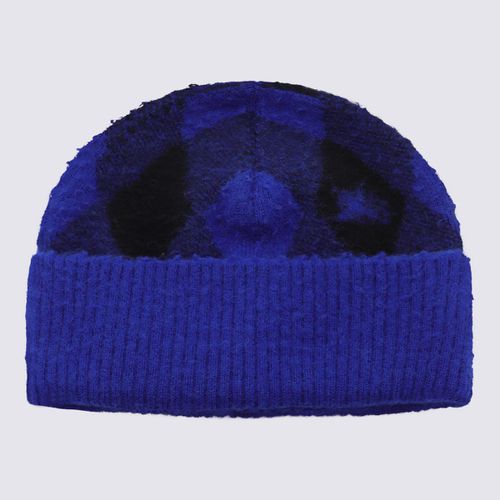 Burberry Blue And Black Wool Hat - Burberry - Modalova