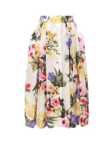 Floral Printed High-waisted Midi Skirt - Dolce & Gabbana - Modalova