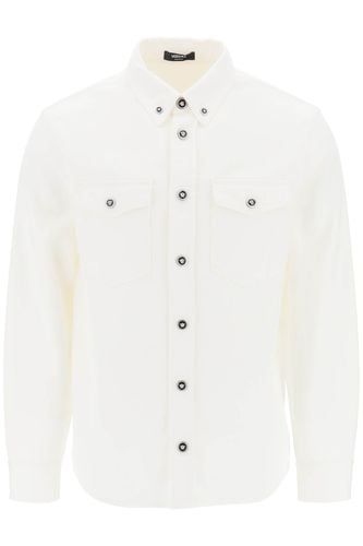 Versace Denim Shirt In White Cotton - Versace - Modalova