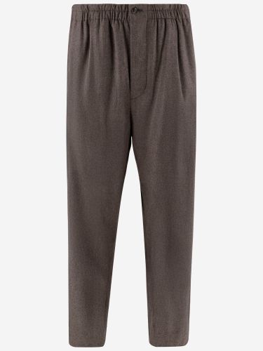 Stretch Wool Blend Pants With Pleats - Giorgio Armani - Modalova
