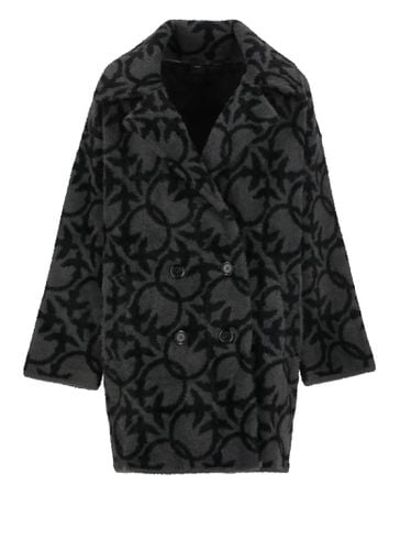 Double-breasted Coat In Technical Fabric With Logo - Pinko - Modalova