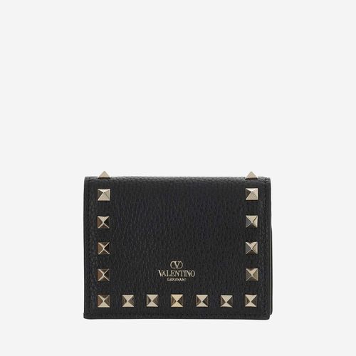 Garnet Calfskin Rockstud Small Wallet - Valentino Garavani - Modalova