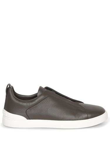 Triple Stitch Griver Brown Leather Sneakers - Zegna - Modalova