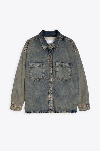 Man Shirt Sandblasted blue denim jacket with zip - Billy - Icon Denim - Modalova