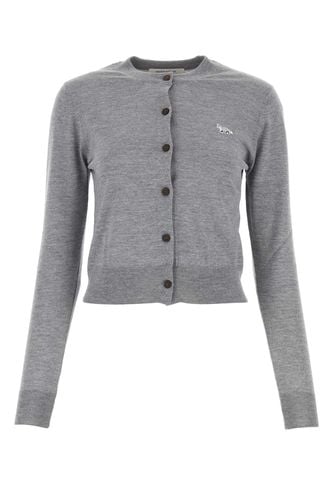 Melange Grey Wool Cardigan - Maison Kitsuné - Modalova