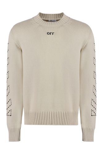 Cotton Blend Crew-neck Sweater - Off-White - Modalova
