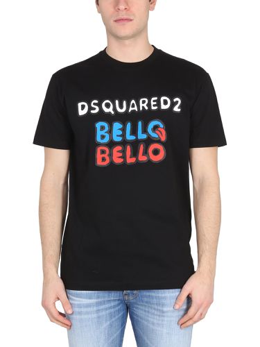 Bello Bello Black Printed T-shirt In Jersey Man - Dsquared2 - Modalova