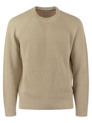 Cotton Malfile Rib Sweater With Raglan Sleeve - Brunello Cucinelli - Modalova