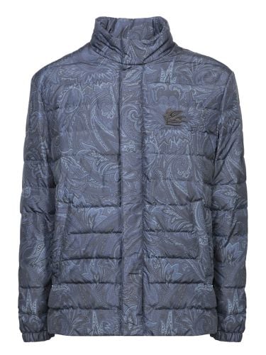 Etro Travel Print Blue Down Jacket - Etro - Modalova