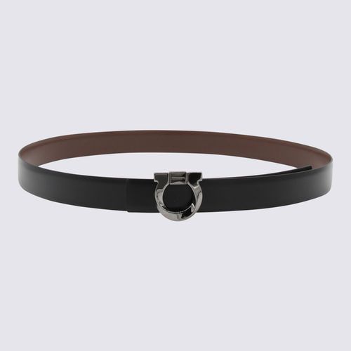 And Brown Leather Gancini Reversible Belt - Ferragamo - Modalova