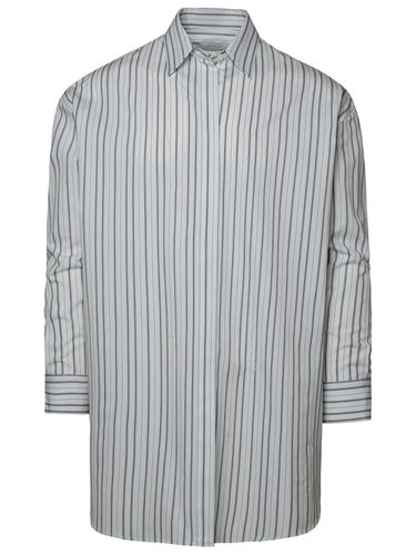 Off- Stripe Poplin Round Zip Shirt - Off-White - Modalova