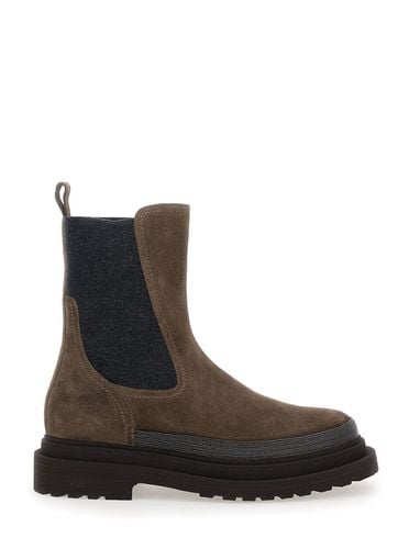 Ankle Boots With Monile Detail In Suede Woman - Brunello Cucinelli - Modalova