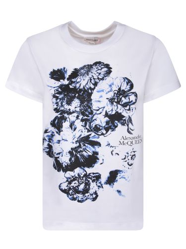Flowers Print /black/blue T-shirt - Alexander McQueen - Modalova